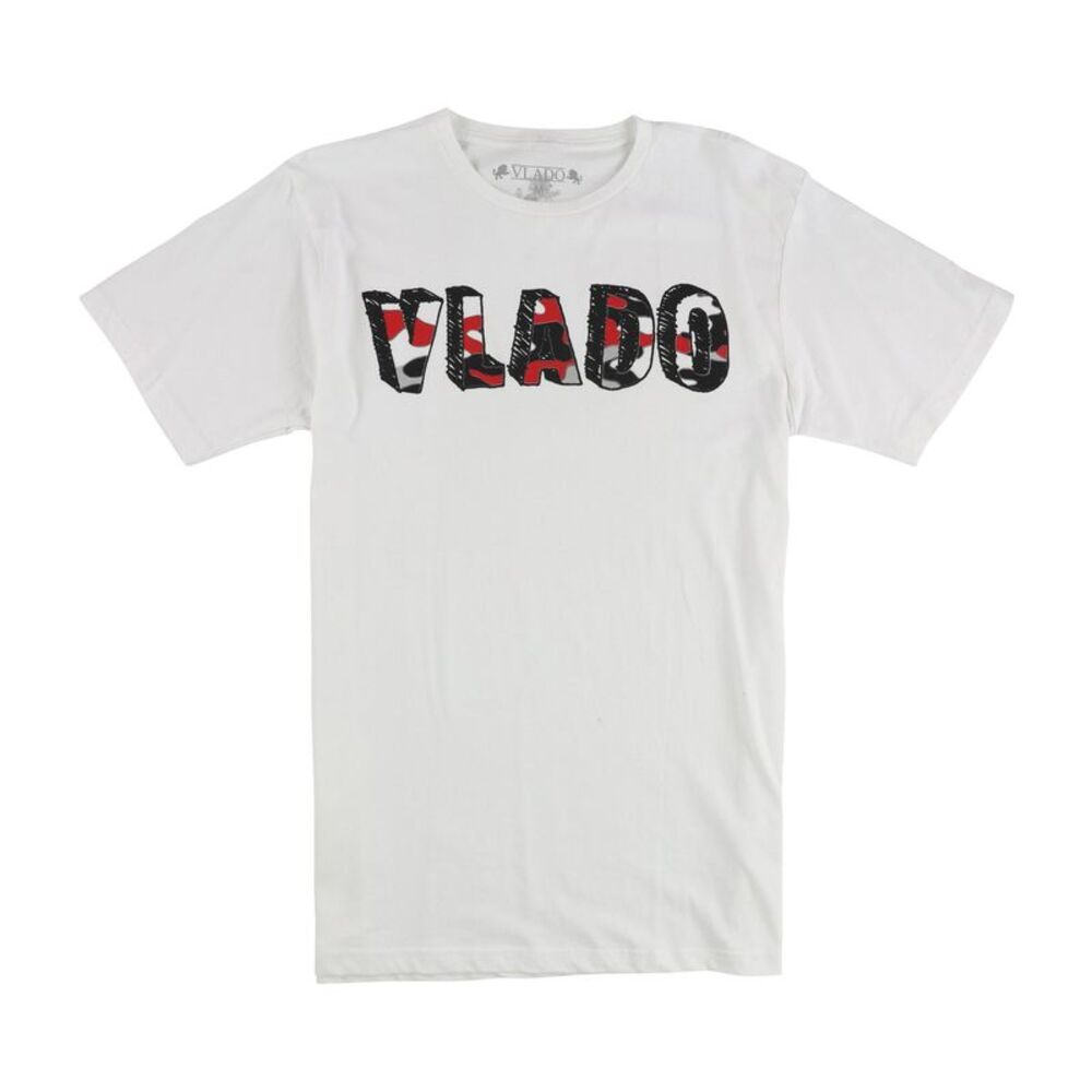 Vlado Mens 3D Logo Graphic T-Shirt, White, M, DM